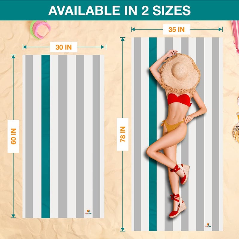 Suncube SUN CUBE Microfiber Beach Towel, Quick Dry Sand Free Beach Towel, Lightweight Compact Travel Swim Towel for Pool, Camping, Sand Resistant Packable Adult Towel - Light Grey 78x35 Inches - Image 3